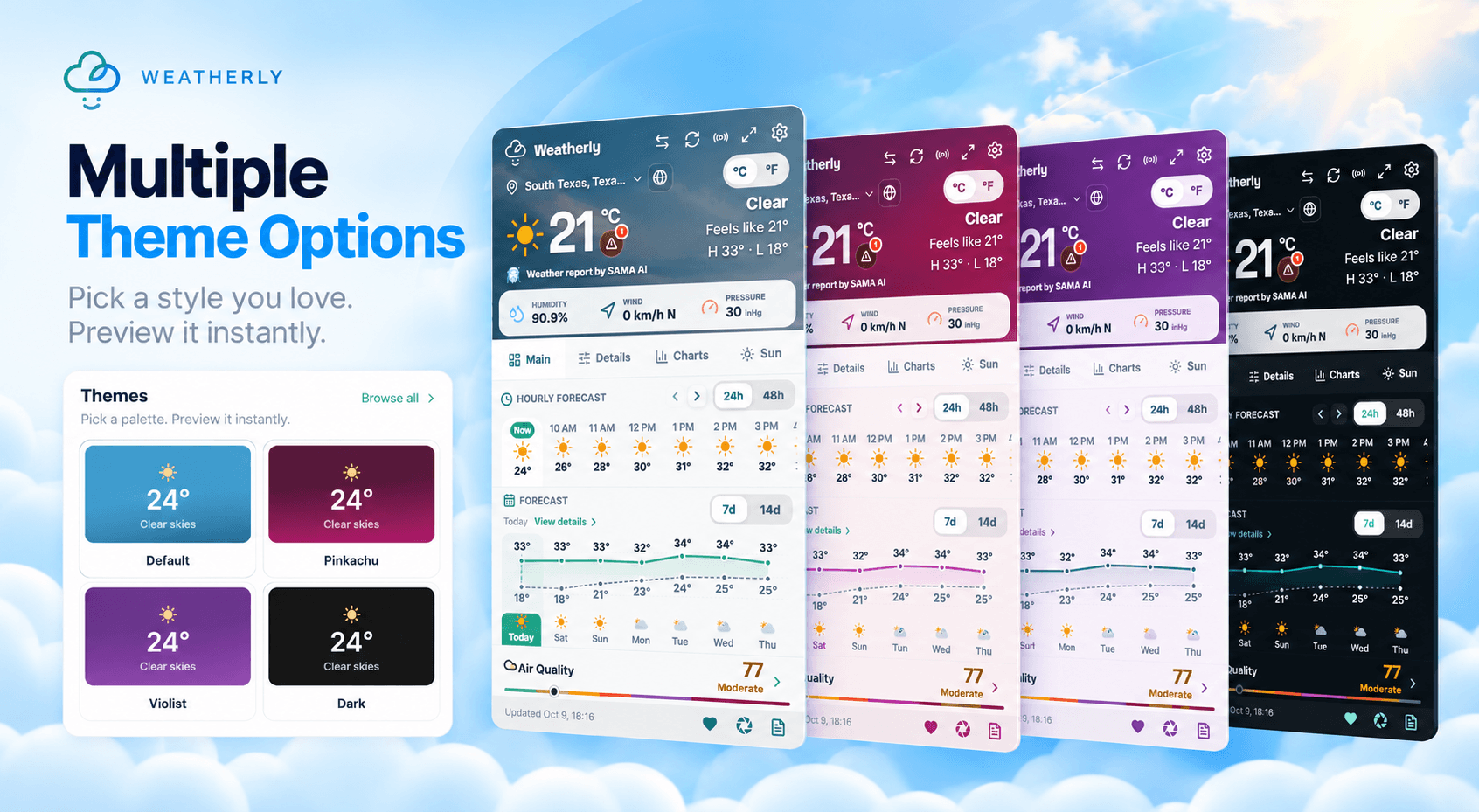 Make Weatherly yours with themes and layouts